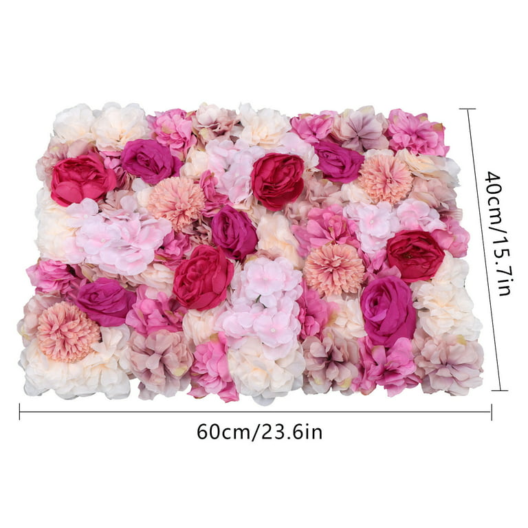 Yiyibyus 6-Piece Pink and White Artificial Silk Rose Wall Flowers Panel for Wedding Decor