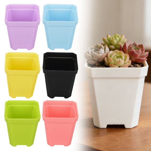 SeekLGT Square Plastic Plant Pots White Desktop Mini Flower Vase Nursery Seedling Pots for Vegetables Cacti and Cuttings 1PC