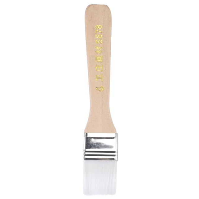Uxcell 5.9" Pincel de pintura 0.98" de ancho con cerdas de nylon suave y mango de madera blanco