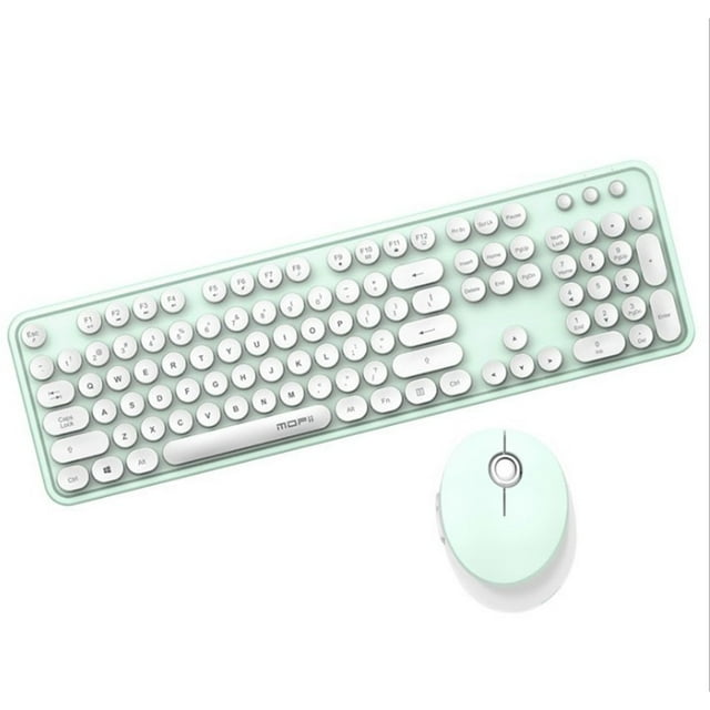 Joywa MOFii Wireless Keyboard And Mouse Ergonomic Notebook Home Office Use USB white green