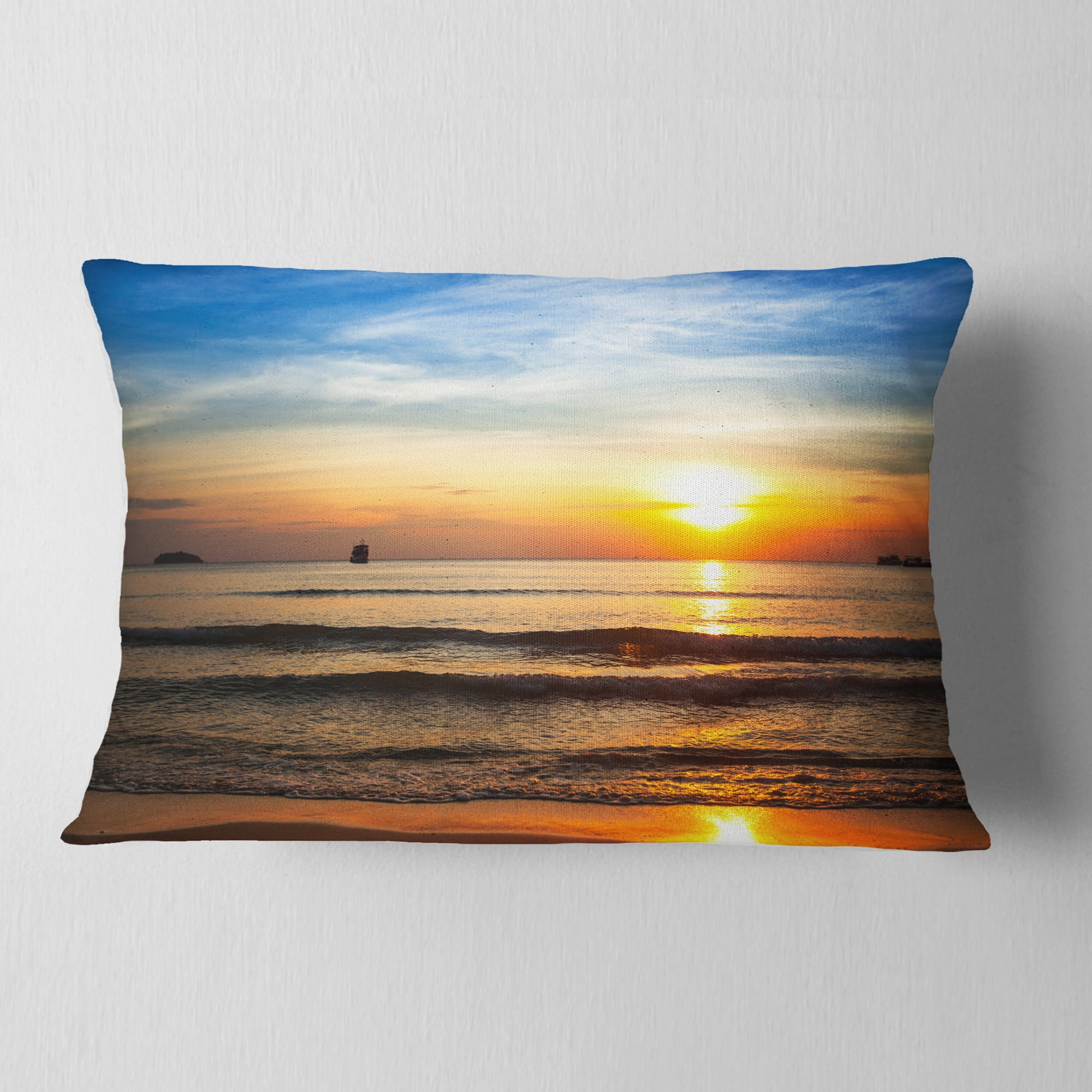 Designart 12" x 20" Red Polyester Throw Pillow