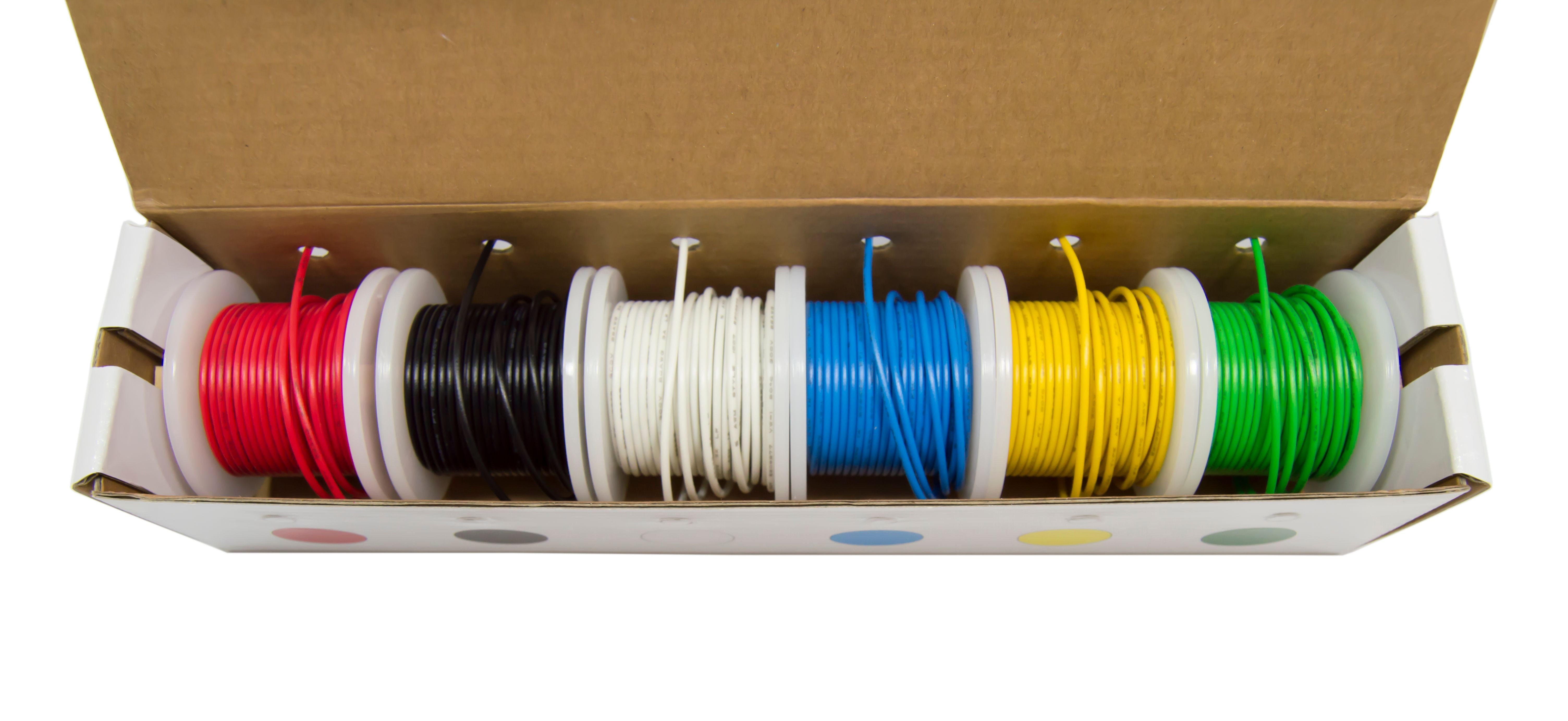 Hook-Up Wire Kit - Solid Wire, 22 Gauge (Six 25 Foot Spools)