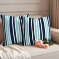 thumbnail image 2 of Turquoise Navy Blue Striped Outdoor Waterproof Pillow Covers, Modern Minimalist Ombre Lines Decorative Square Throw Pillowcase Sofa Cushion Sham for Patio/Couch/Chair, 16"x16" 2 Pack, 2 of 8