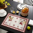 thumbnail image 4 of Lazone Manteles individuales de mesa, juego de 6 manteles lavables con aislamiento, diseño de alces navideños, copos de nieve, búfalo rojo, juego de manteles individuales para decoración de interiores y exteriores Ormromra WMZL-2267-1, 4 of 6