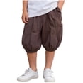 thumbnail image 3 of SROBPTY Boys Summer Pants Solid Linen Cropped Sweatpants Side Pocket for Daily Use 6M-12Y, 3 of 5