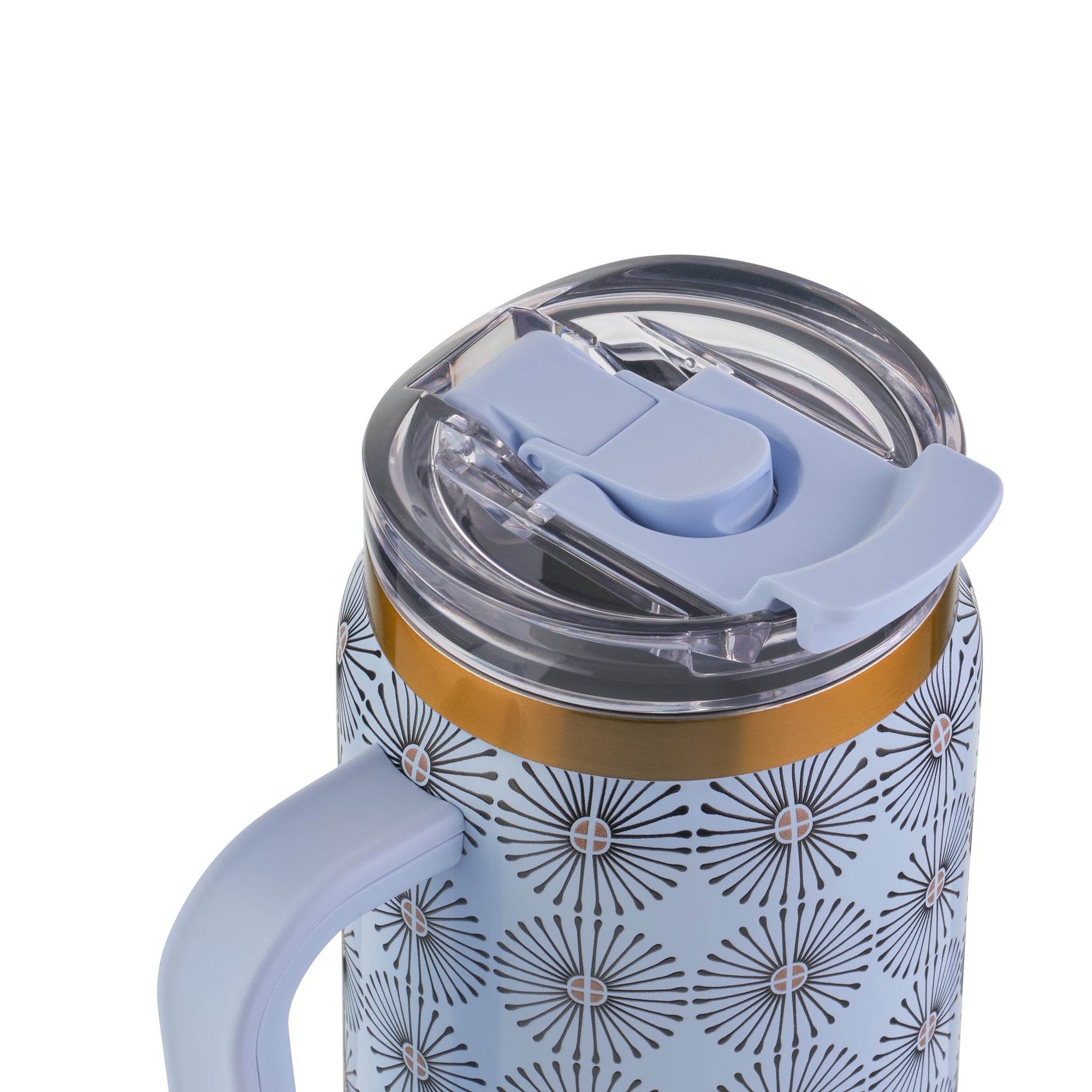 Thyme & Table 32oz Stainless Steel Luna Tumbler with Handle and Dual Straw Lid, Blue Star