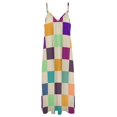 thumbnail image 4 of New Colorful Checkered Pattern 5 Sleeveless Dress long sleeve dress Women's summer long dress Long d, 4 of 5