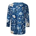 thumbnail image 5 of HLKJKLS Long Sleeve Shirts For Women 3/4 Sleeve Spring Print Round Neck Loose T Shirt Fashion Polyester Spandex Casual Blue S-3Xl, 5 of 7