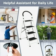 Costway 4 Step Ladder Folding Stool Heavy Duty 330Lbs Capacity Industrial Lightweight