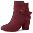 thumbnail image 1 of Bottines à Talons Épais à Bout Rond pour Femmes, 1 of 7