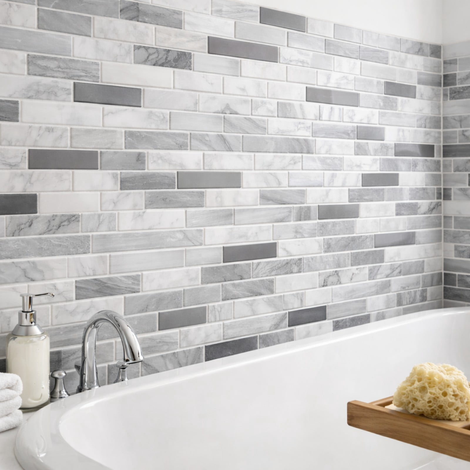 BEAUTYPEAK 11.8"x11.8" Peel and Stick Backsplash 10 Pack 3D Wall Tile for Kitchen, Bathroom, Gray Marble