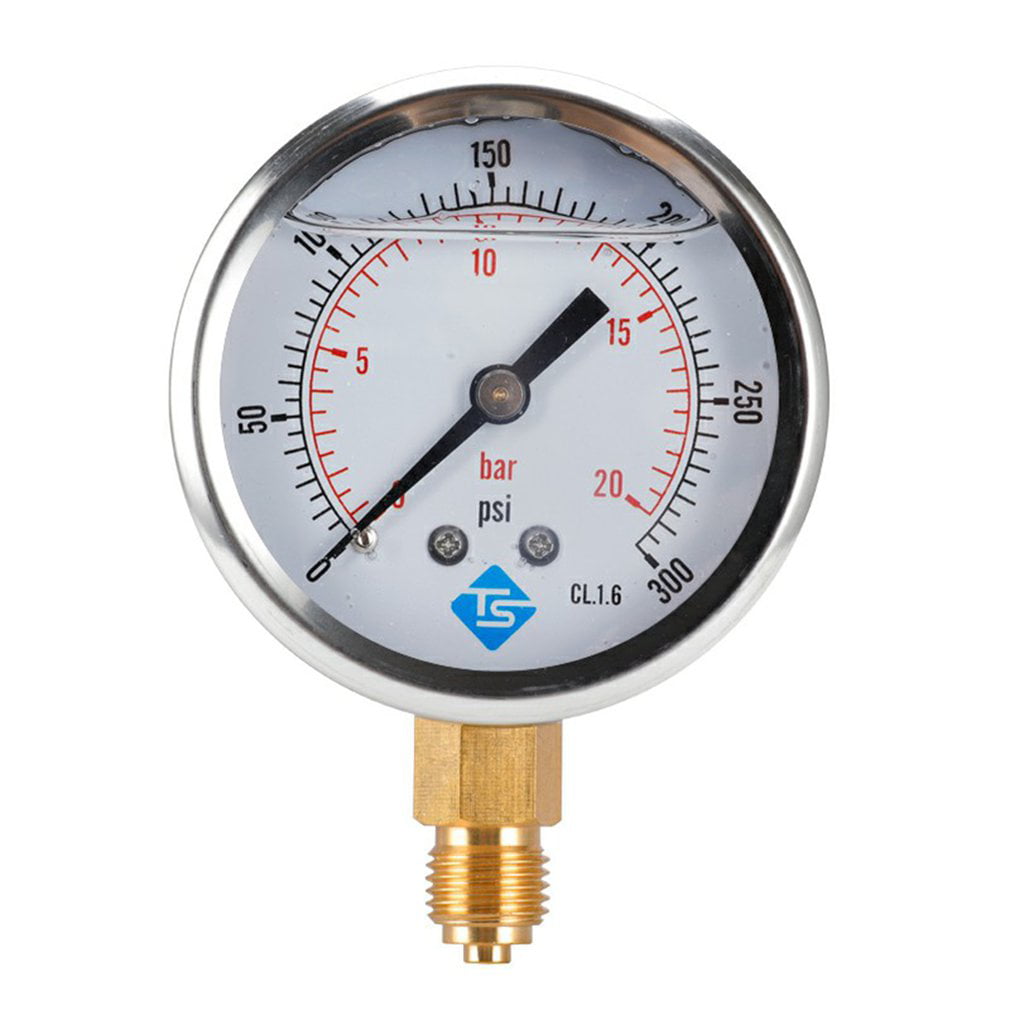 Air Water Pressure Gauge 1/4 BSP Manometer Y504 0-300psi Center Back Mount 