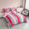 thumbnail image 2 of Homewish Gray Pink Stripe Twin Bedding for Girls, Glitter Stars Bedding Comforter Set, Pink Reversible, 7pcs, 2 of 6