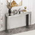 thumbnail image 3 of SHYFOY Silver Console Table Entryway Table with Line Design Mirror Finished Accent Table Sofa Table for Living Room Hallway Entrance, 3 of 9