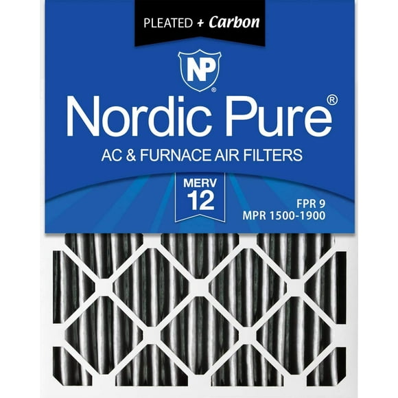 Nordic Pure 24x30x1 MERV 12 Pleated Plus Carbon AC Furnace Air Filters 3 Pack