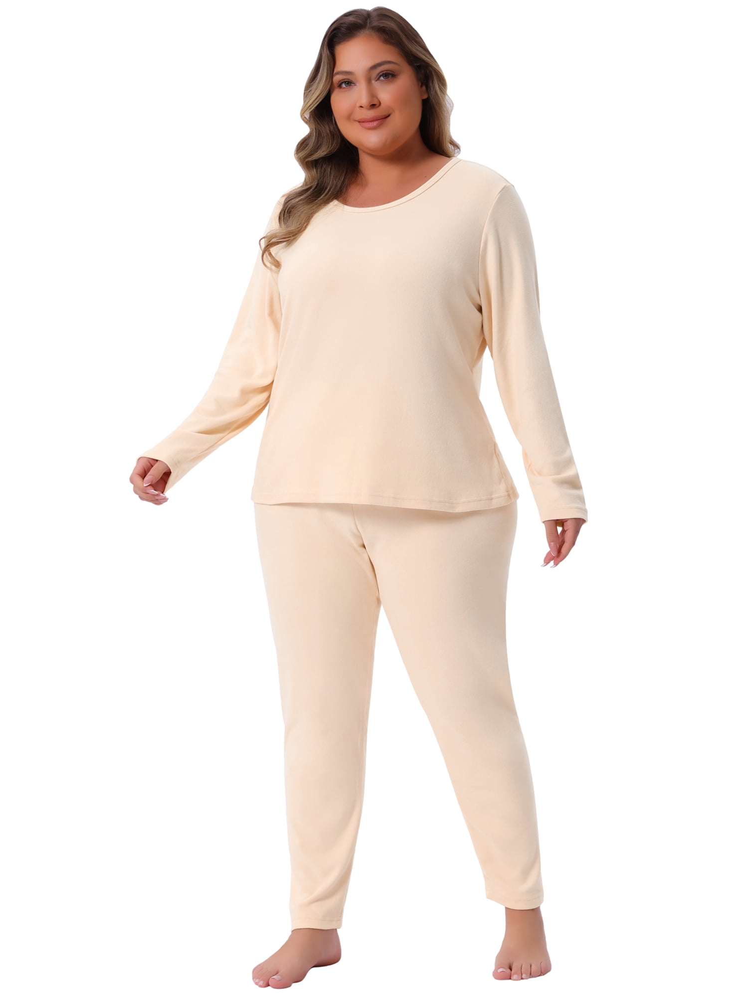 DARING DIVA Women's Plus Size Soft Long Sleeve Pajamas Set 2X White