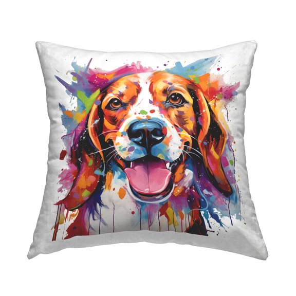 Stupell Industries Beagle with Modern Splash Decorative Printed Throw Pillow, 18 x 18