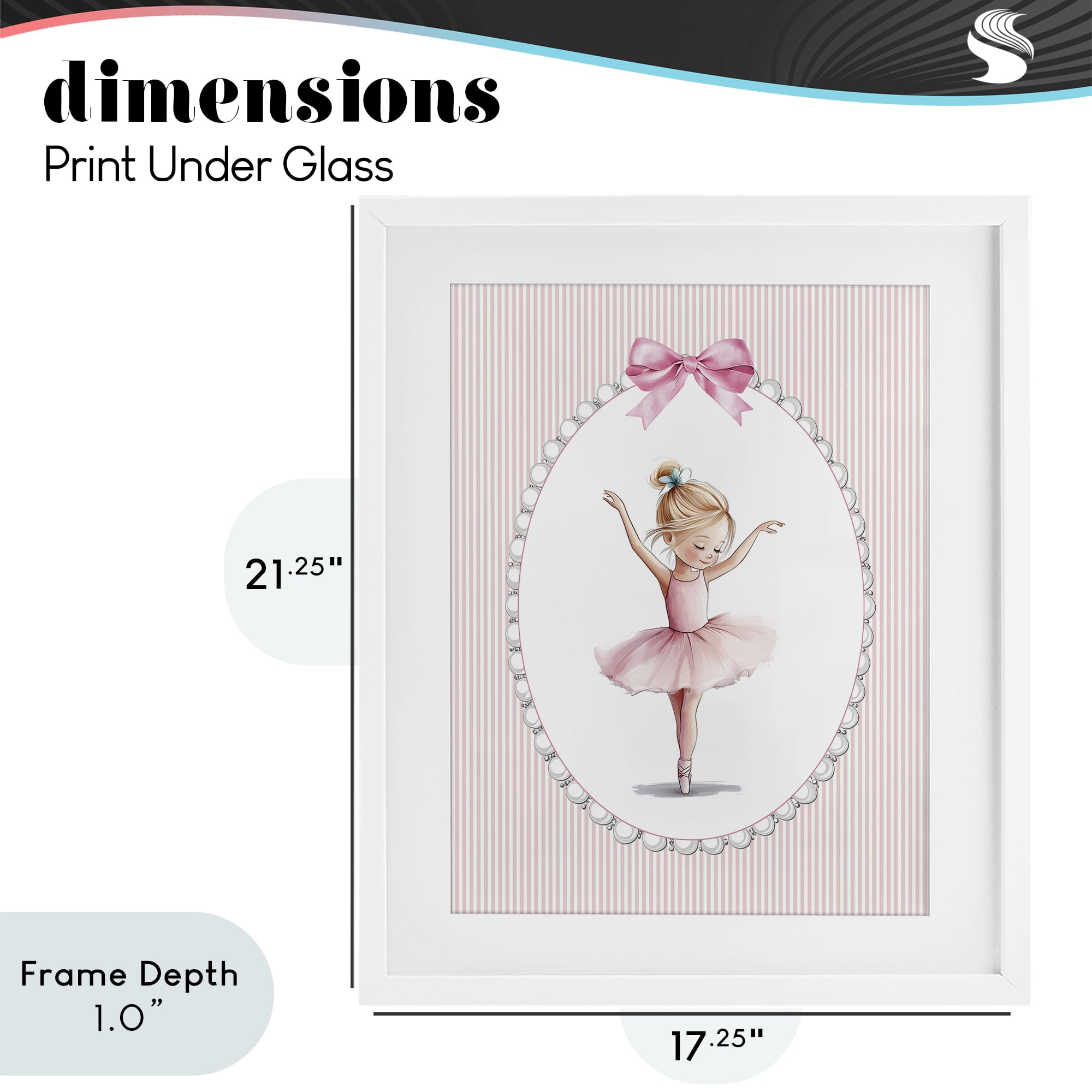 Stupell Industries Dance Pink Ballerina White Framed Print Under Glass, design by Christine Simpson Art