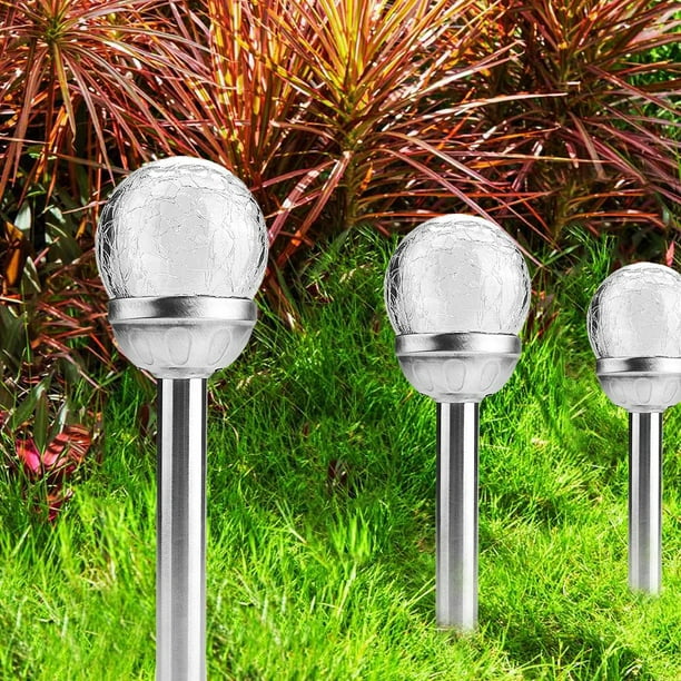 Lámpara solar para patio, 2 piezas, luces solares LED impermeables para estaca de jardín, tecnología innovadora de luz de estaca de bola Jadeshay A