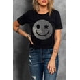 thumbnail image 5 of Casual Style: Black Rhinestone Smile Face Graphic Tee for Women, 5 of 8