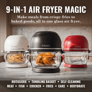Fritaire, Self-Cleaning Glass Bowl Air Fryer, 5 Qt, 6 One-Touch Functions, BPA/Teflon Free, White