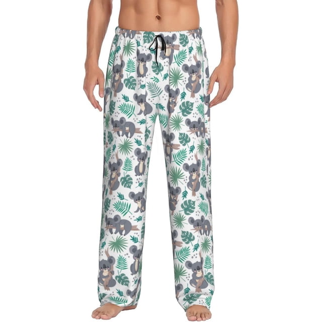 Balery Bears and Tropical Leaves Pantalones de pijama para hombre, pijama ultraligero, pantalón de descanso-XX-Large