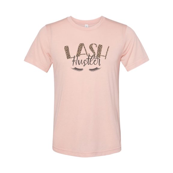 "Lash Hustler, Lash Shirt, Soft Bella Canvas, Lashes, Ladies Tee, Gift For Her, Sublimation Tee, Eye Lash Shirt, Eye Lashes, Lash Expert, Peach, LARGE"