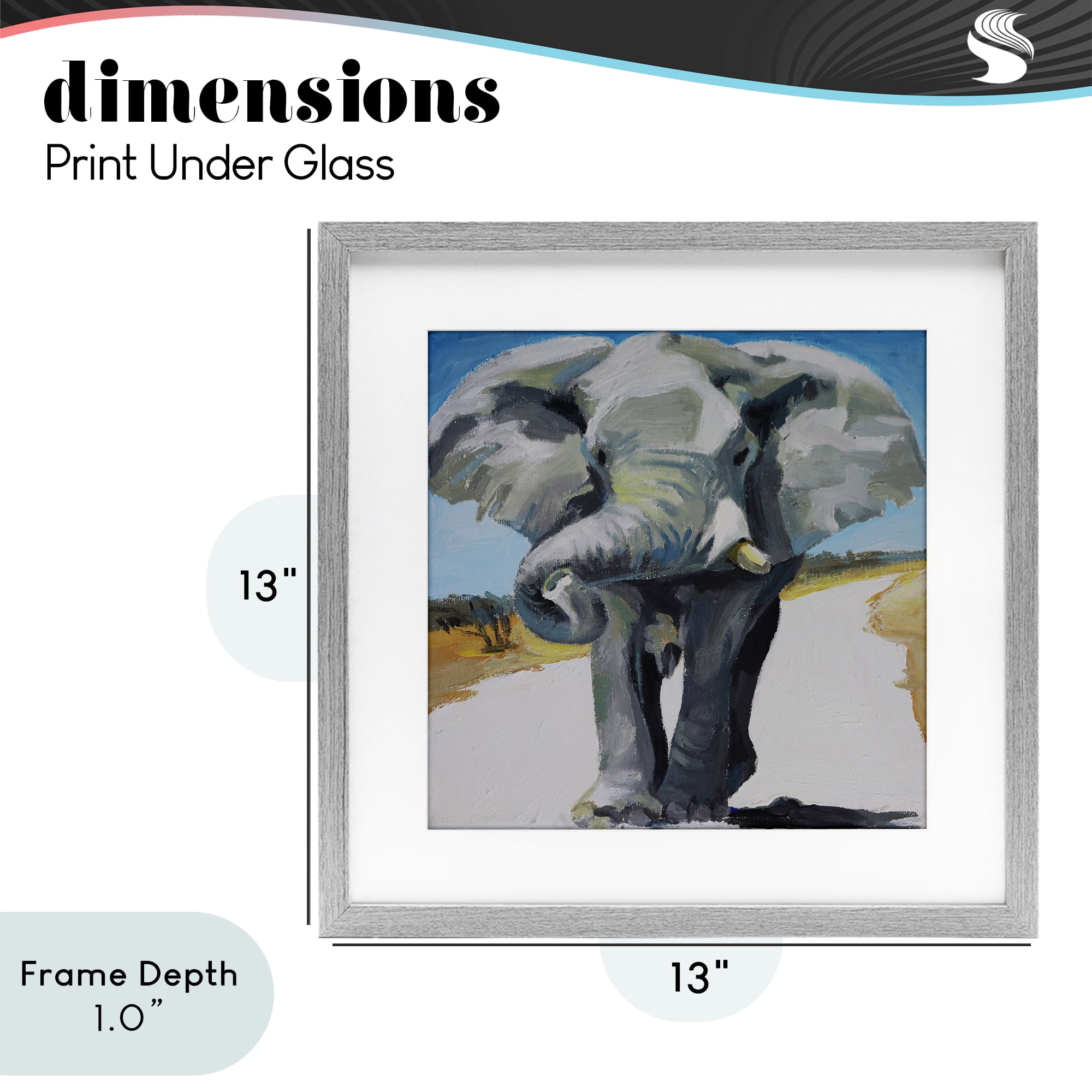 Stupell Industries Majestic Elephant on Path Gray Framed Print Under Glass, design by Violeta Vollmer