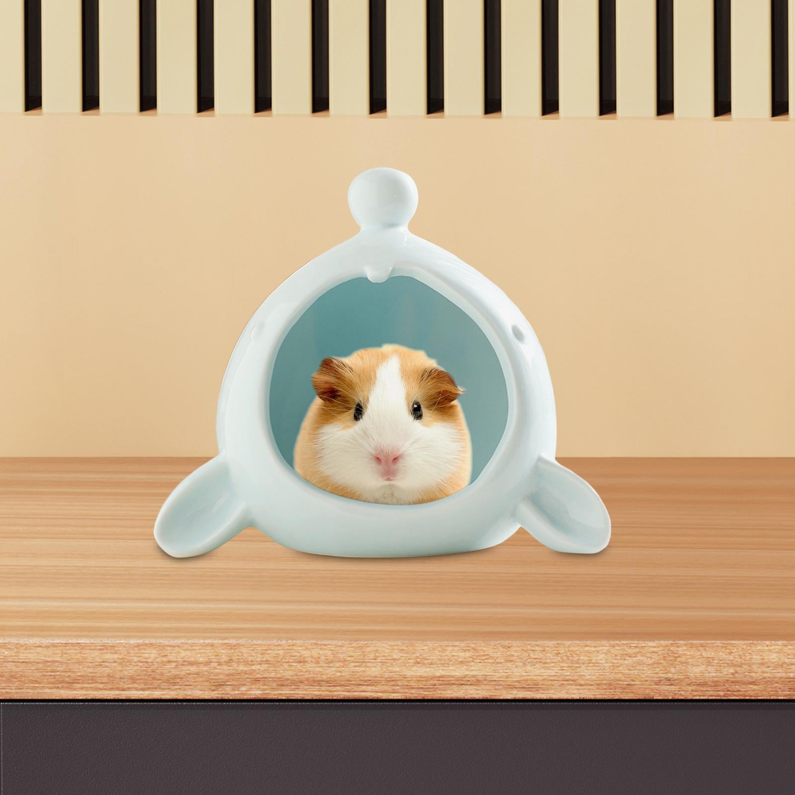 Stgfyxgs Ceramic Hamster Habitat Hideout, Hamster House Hut Cave Habitat Decoration Ceramic Cave Cool Pet Bed Outdoor for Small Animal Blue