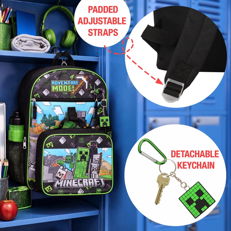 Bioworld, Minecraft 5-Piece Set, 16-inch Backpack, Multicolor