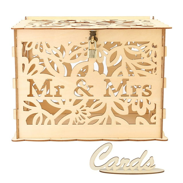 DIY Wooden Wedding Card Boxes Mr Mrs Business Card Wood Box Holder Wedding Decor