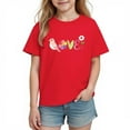 thumbnail image 5 of Kids Girls Short Sleeve T-Shirt Cute Love Bird Floral Graphic Tee Cotton Soft Play Top for Kids Little Big Girls,Size 4 T, 5 of 9