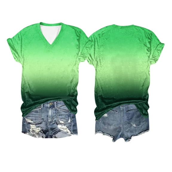 Summer Tops Customized DIY Women's Casual V Neck Short Sleeved T Shirt With Pictures Plain Long Sleeve Shirt Women Ladies Long Sleeve plus Size T Shirts Women Athletic Shirts Short Light Green S