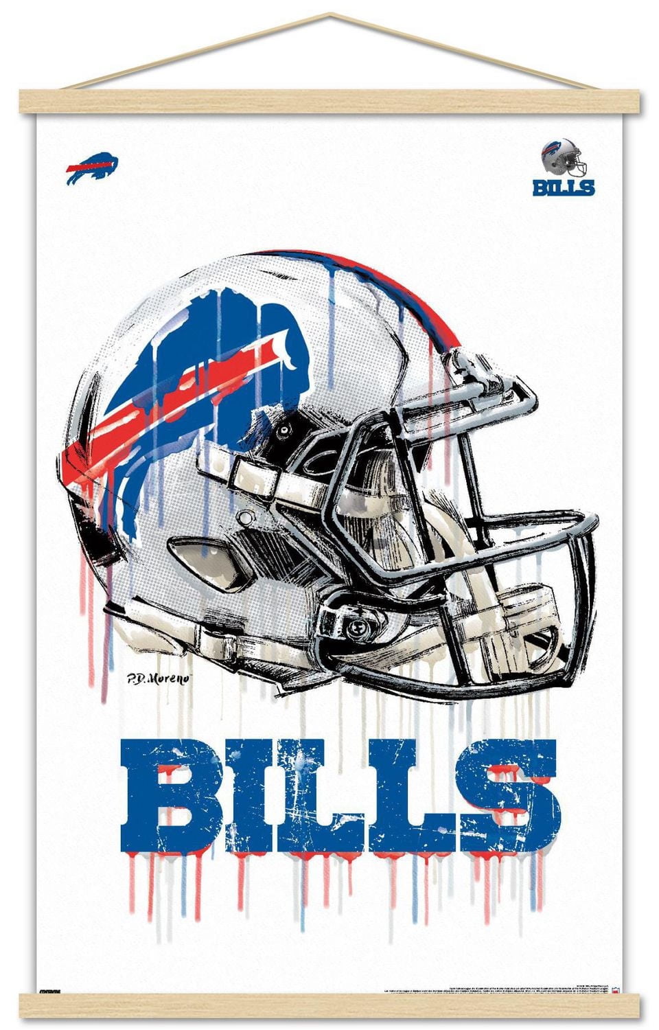 NFL Buffalo Bills - Drip Helmet 20 Wall Poster with Magnetic Frame, 22.375" x 34"