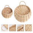 thumbnail image 4 of 2 PCS Straw and Willow Basket Wicker Flower Pots Flower Wall Hanging Flowerpot Hanging Basket Rustic Rattan Hanging Wall Basket(Original Sallow), 4 of 6