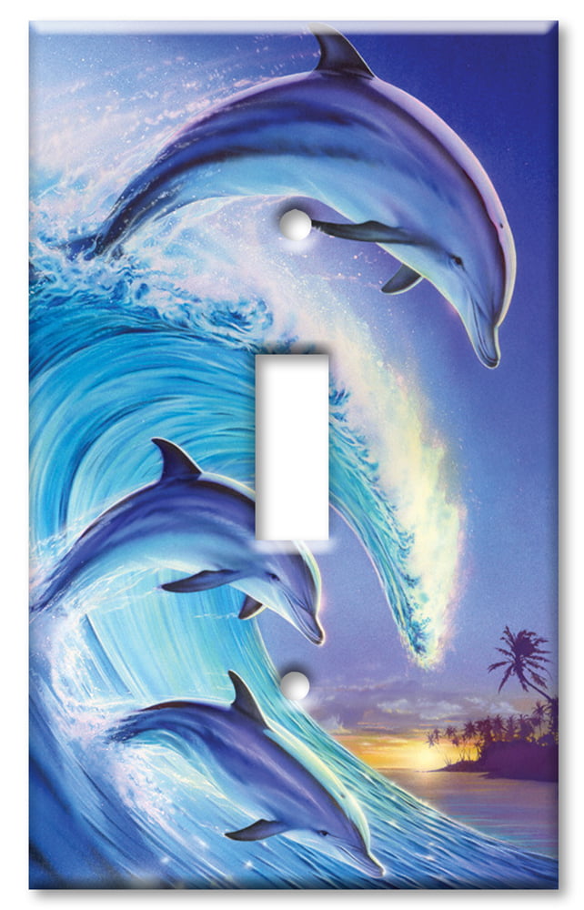 Art Plates Dolphins in the Wave Switch Plate Double Toggle 