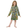 thumbnail image 6 of FORMRS Niños Bathrobe Unisex Hooded Robe Soft Plush Pajamas Sleepwear, Size 7-9T, Green Floral Garden, 6 of 7
