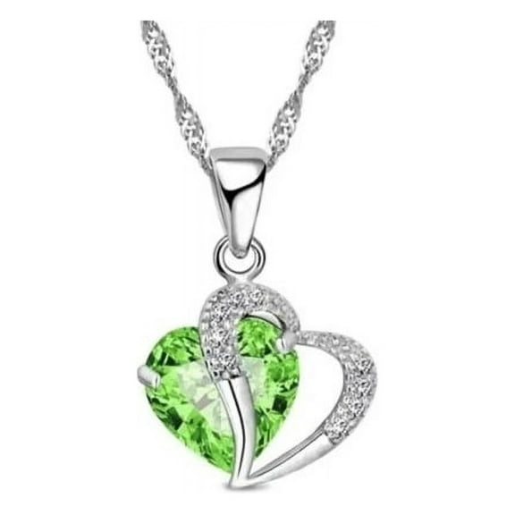 Peridot Green Heart Crystal Necklace