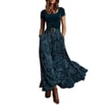 thumbnail image 2 of Warop Plus Size Paisley Print Maxi Skirt for Women Belted Boho High Waist Long Skirt Summer Vacation Swing Dress, 2 of 8