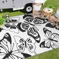 thumbnail image 3 of Moynesa 9'x12' Outdoor Rugs Waterproof, Plastic Straw RV Rugs for Outside, Large Portable RV Outdoor Rugs for Camping, Reversible Butterfly Picnic Mat for Camper Garden Tent, Black/White, 3 of 8