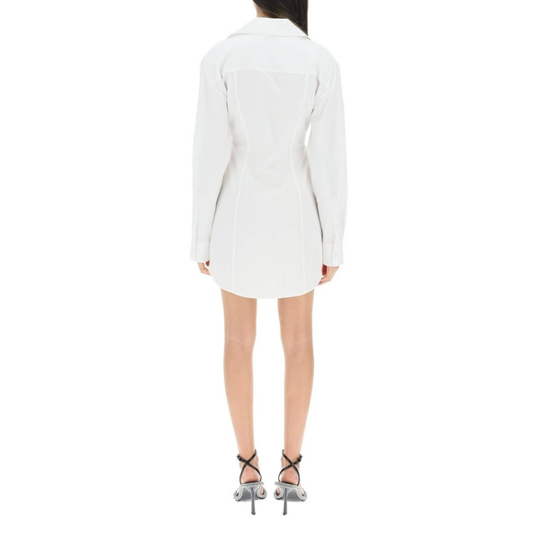 T by Alexanderwang Ladies White Twist Front Shirt Dress Size 6