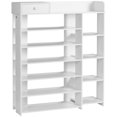thumbnail image 1 of HOMCOM 6-Tier Shoe Rack with Drawer, Boot Rack, Shoe Storage Organizer, White, 1 of 10