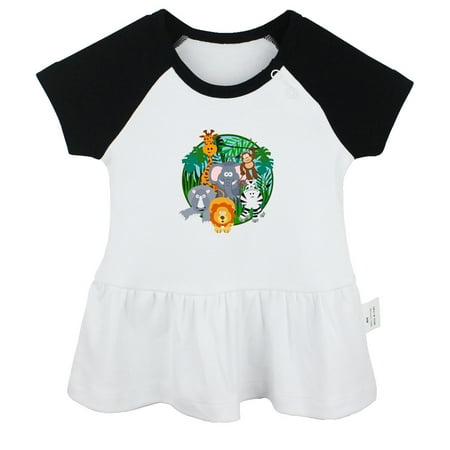 

Nature Jungle Pattern Dresses For Baby Newborn Babies Skirts Infant Princess Dress 0-24M Kids Graphic Clothes (Black Raglan Dresses 0-6 Months)