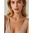 thumbnail image 2 of U7 Christian Cross Necklace for Women Rose Gold Plated Cross Pendant Necklace Religious Faith Jewelry Gift for Mom Daughter Wife, Baptism Communion,Size L, 2 of 7