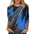 thumbnail image 1 of Baikeli Hauts pour Femmes en Liquidation Chemises d'Été pour Femmes Hauts à Manches 3/4 Blouses Tendance à Col Rond Chandail Décontracté à Motif Imprimé T-Shirt Coupe Décontractée T-Shirts pour Femmes à Manches 3/4, 1 of 4