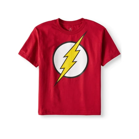 Red DC Comics Flash Logo with HD Ink Short Sleeve Tee (Little Boys & Big