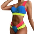 thumbnail image 2 of BONIXOOM Tummy Control Swimsuits For Women Tankini None Solid Bikinis Bikini Summer Swimwears on Clearance Blue Size 4, 2 of 6