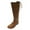 Brown, variant on Rokment Knee High Boots for Women with Back Strappy 2025 Vintage Fall Winter Chunky Mid Heel Zip up Wide Calf Tall Riding Boots Beige Size 6.5
