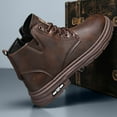 thumbnail image 6 of Mens High Top Shoes Black Lace Up Side Zipper Leather Boots Casual Leather Business Casual Dress Shoes for Men, 6 of 9
