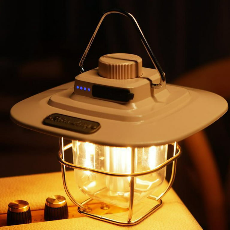 Portable Camping Lamp Stepless Dimming Lantern USB Charging Retro